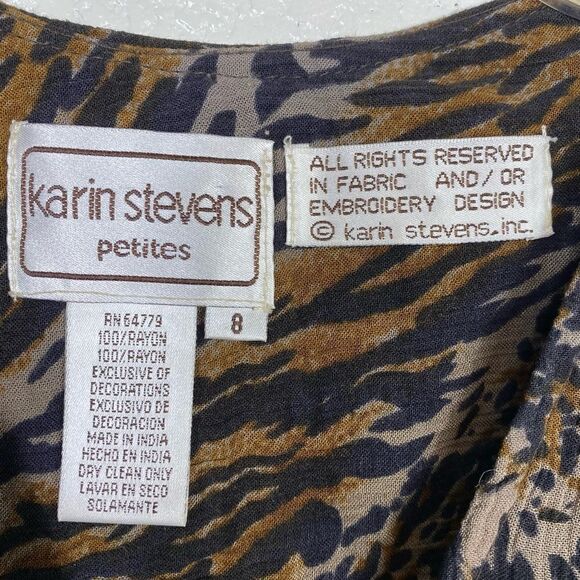 Vintage Karin Stevens Brown & Black Animal Print A Line Dress - Picture 5 of 6